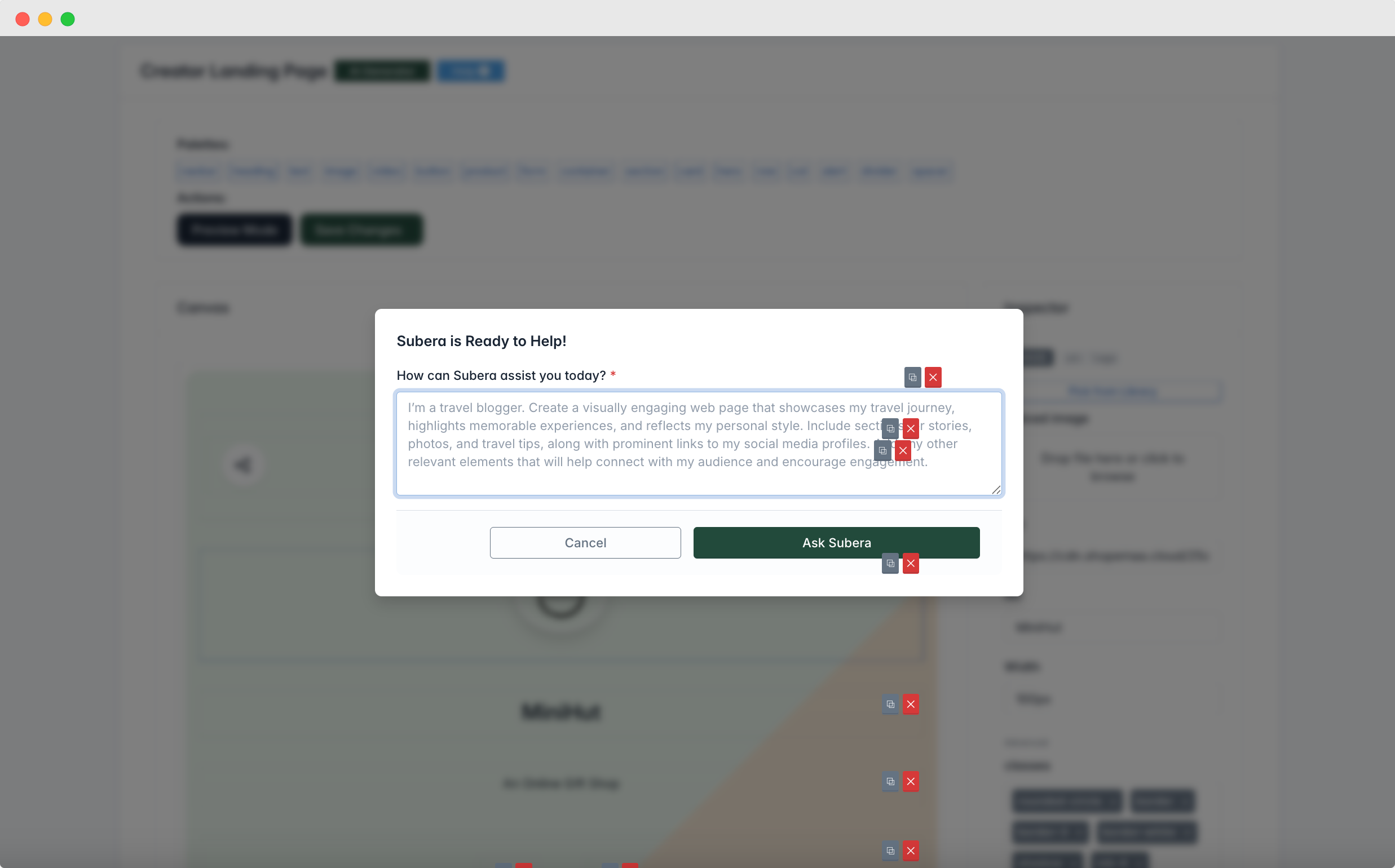 AI Page Builder UI
